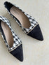 Pointy Toe Houndstooth Plaid Print Casual Pump Ladies Shoes